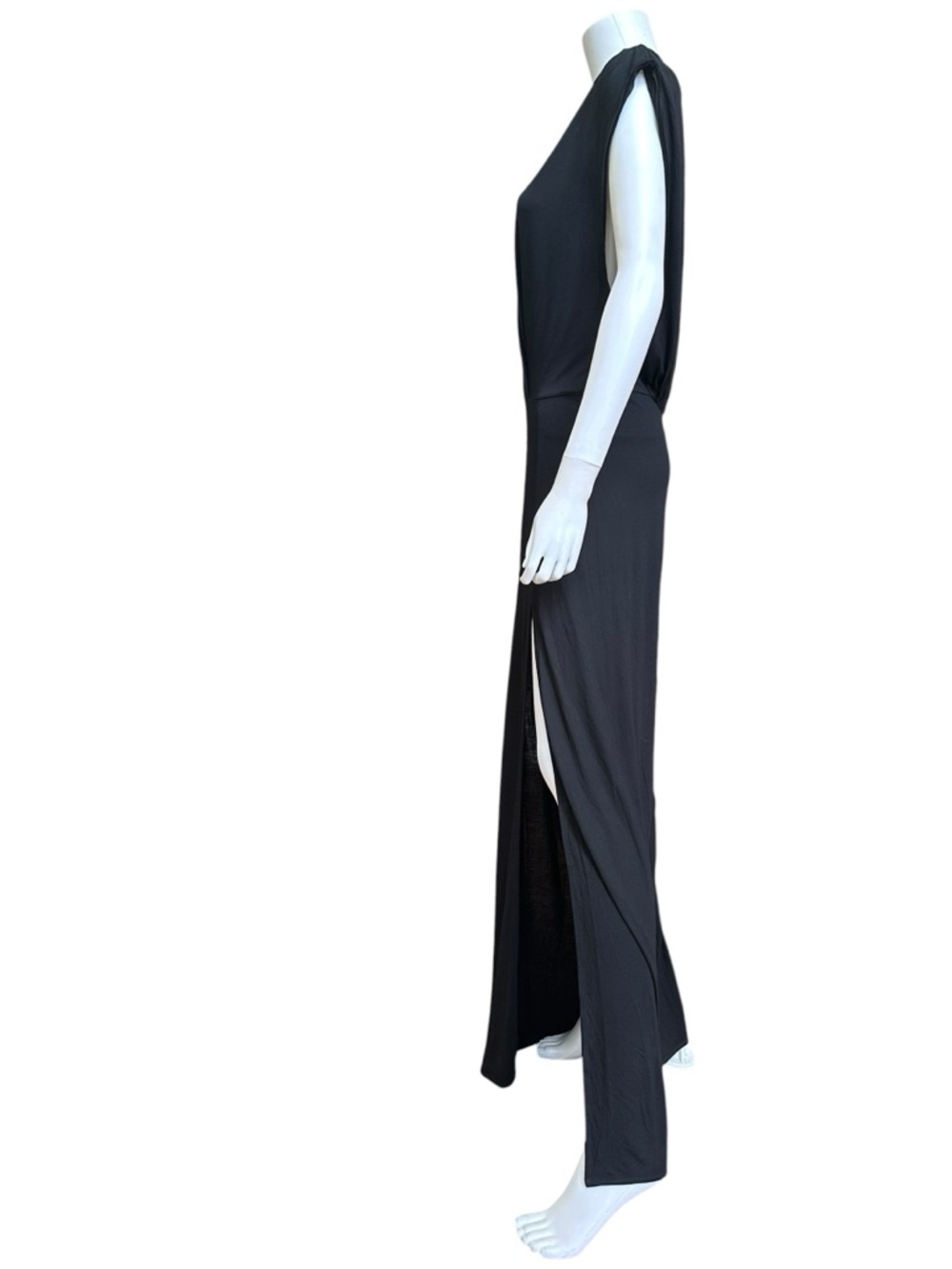 All Saints Muse Black Draped Maxi Dress with Side Slit, L, NWT - Picture 4 of 14